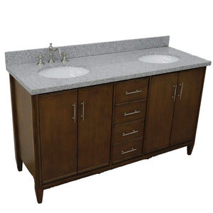 Bellaterra Home Vanity BellaTerra Home 61" Double sink vanity in Walnut finish with Gray granite and oval sink