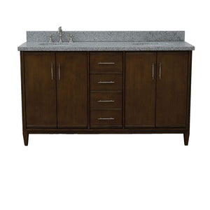 Bellaterra Home Vanity BellaTerra Home 61" Double sink vanity in Walnut finish with Gray granite and oval sink