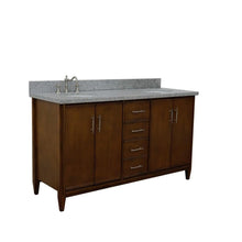 Load image into Gallery viewer, Bellaterra Home Vanity BellaTerra Home 61&quot; Double sink vanity in Walnut finish with Gray granite and oval sink