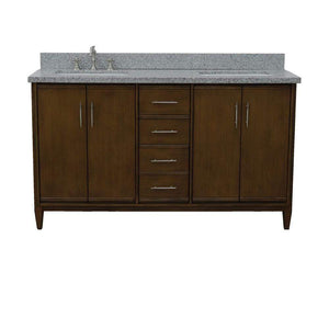 Bellaterra Home Vanity BellaTerra Home 61" Double sink vanity in Walnut finish with Gray granite and rectangle sink 400901-61D-WA-GYR