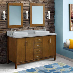 Bellaterra Home Vanity BellaTerra Home 61" Double sink vanity in Walnut finish with Gray granite and round sink 400901-61D-WA-GYRD