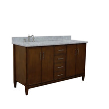 Load image into Gallery viewer, Bellaterra Home Vanity BellaTerra Home 61&quot; Double sink vanity in Walnut finish with White carrara marble and oval sink 400901-61D-WA-WMO