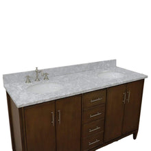 Load image into Gallery viewer, Bellaterra Home Vanity BellaTerra Home 61&quot; Double sink vanity in Walnut finish with White carrara marble and oval sink 400901-61D-WA-WMO