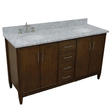 Load image into Gallery viewer, Bellaterra Home Vanity BellaTerra Home 61&quot; Double sink vanity in Walnut finish with White carrara marble and oval sink 400901-61D-WA-WMO