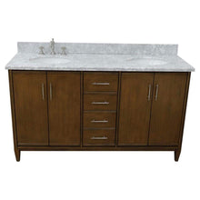 Load image into Gallery viewer, Bellaterra Home Vanity BellaTerra Home 61&quot; Double sink vanity in Walnut finish with White carrara marble and oval sink 400901-61D-WA-WMO