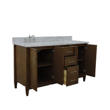 Load image into Gallery viewer, Bellaterra Home Vanity BellaTerra Home 61&quot; Double sink vanity in Walnut finish with White carrara marble and oval sink 400901-61D-WA-WMO