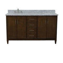 Load image into Gallery viewer, Bellaterra Home Vanity BellaTerra Home 61&quot; Double sink vanity in Walnut finish with White carrara marble and oval sink 400901-61D-WA-WMO