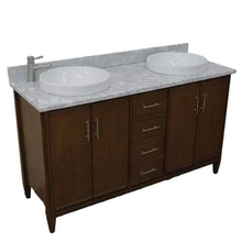 Load image into Gallery viewer, Bellaterra Home Vanity BellaTerra Home 61&quot; Double sink vanity in Walnut finish with White carrara marble and round sink 400901-61D-WA-WMRD