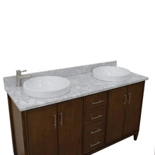 Load image into Gallery viewer, Bellaterra Home Vanity BellaTerra Home 61&quot; Double sink vanity in Walnut finish with White carrara marble and round sink 400901-61D-WA-WMRD