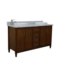 Load image into Gallery viewer, Bellaterra Home Vanity BellaTerra Home 61&quot; Double sink vanity in Walnut finish with White carrara marble and round sink 400901-61D-WA-WMRD