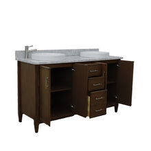 Load image into Gallery viewer, Bellaterra Home Vanity BellaTerra Home 61&quot; Double sink vanity in Walnut finish with White carrara marble and round sink 400901-61D-WA-WMRD