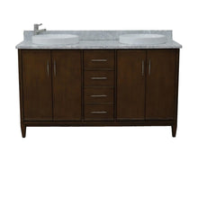 Load image into Gallery viewer, Bellaterra Home Vanity BellaTerra Home 61&quot; Double sink vanity in Walnut finish with White carrara marble and round sink 400901-61D-WA-WMRD