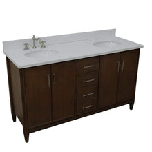 Load image into Gallery viewer, Bellaterra Home Vanity BellaTerra Home 61&quot; Double sink vanity in Walnut finish with White quartz and oval sink 400901-61D-WA-WEO