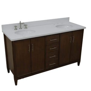 Bellaterra Home Vanity BellaTerra Home 61" Double sink vanity in Walnut finish with White quartz and oval sink 400901-61D-WA-WEO