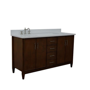 Bellaterra Home Vanity BellaTerra Home 61" Double sink vanity in Walnut finish with White quartz and oval sink 400901-61D-WA-WEO