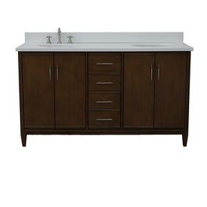 Bellaterra Home Vanity BellaTerra Home 61" Double sink vanity in Walnut finish with White quartz and oval sink 400901-61D-WA-WEO
