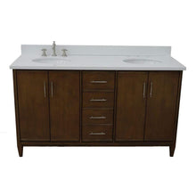 Load image into Gallery viewer, Bellaterra Home Vanity BellaTerra Home 61&quot; Double sink vanity in Walnut finish with White quartz and oval sink 400901-61D-WA-WEO