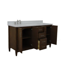 Load image into Gallery viewer, Bellaterra Home Vanity BellaTerra Home 61&quot; Double sink vanity in Walnut finish with White quartz and oval sink 400901-61D-WA-WEO