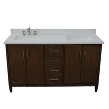 Load image into Gallery viewer, Bellaterra Home Vanity BellaTerra Home 61&quot; Double sink vanity in Walnut finish with White quartz and rectangle sink 400901-61D-WA-WER
