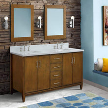 Load image into Gallery viewer, Bellaterra Home Vanity BellaTerra Home 61&quot; Double sink vanity in Walnut finish with White quartz and rectangle sink 400901-61D-WA-WER