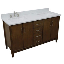 Load image into Gallery viewer, Bellaterra Home Vanity BellaTerra Home 61&quot; Double sink vanity in Walnut finish with White quartz and rectangle sink 400901-61D-WA-WER