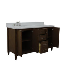 Load image into Gallery viewer, Bellaterra Home Vanity BellaTerra Home 61&quot; Double sink vanity in Walnut finish with White quartz and rectangle sink 400901-61D-WA-WER