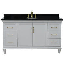 Load image into Gallery viewer, Bellaterra Home Vanity BellaTerra Home 61&quot; Double sink vanity in White finish and Black galaxy granite and oval sink 400800-61D-WH-BGO