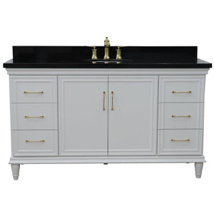 Bellaterra Home Vanity BellaTerra Home 61" Double sink vanity in White finish and Black galaxy granite and oval sink 400800-61D-WH-BGO