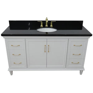 Bellaterra Home Vanity BellaTerra Home 61" Double sink vanity in White finish and Black galaxy granite and oval sink 400800-61D-WH-BGO