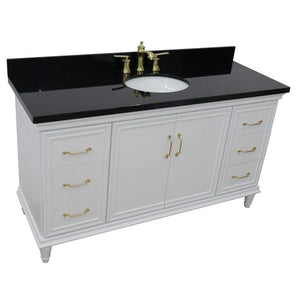 Bellaterra Home Vanity BellaTerra Home 61" Double sink vanity in White finish and Black galaxy granite and oval sink 400800-61D-WH-BGO