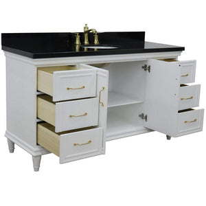 Bellaterra Home Vanity BellaTerra Home 61" Double sink vanity in White finish and Black galaxy granite and oval sink 400800-61D-WH-BGO