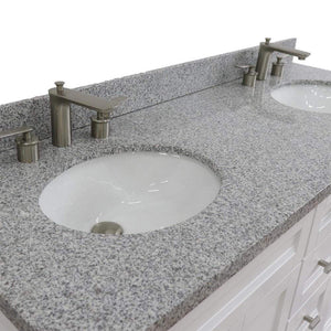 Bellaterra Home Vanity BellaTerra Home 61" Double sink vanity in White finish and Gray granite and oval sink 400700-61D-WH-GYO