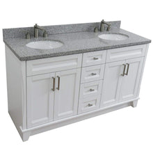 Load image into Gallery viewer, Bellaterra Home Vanity BellaTerra Home 61&quot; Double sink vanity in White finish and Gray granite and oval sink 400700-61D-WH-GYO