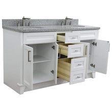 Load image into Gallery viewer, Bellaterra Home Vanity BellaTerra Home 61&quot; Double sink vanity in White finish and Gray granite and oval sink 400700-61D-WH-GYO