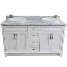 Load image into Gallery viewer, Bellaterra Home Vanity BellaTerra Home 61&quot; Double sink vanity in White finish and White carrara marble and round sink 400700-61D-WH-WMRD