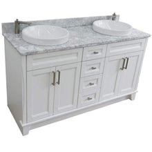 Load image into Gallery viewer, Bellaterra Home Vanity BellaTerra Home 61&quot; Double sink vanity in White finish and White carrara marble and round sink 400700-61D-WH-WMRD