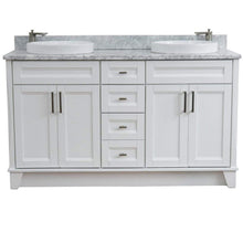 Load image into Gallery viewer, Bellaterra Home Vanity BellaTerra Home 61&quot; Double sink vanity in White finish and White carrara marble and round sink 400700-61D-WH-WMRD