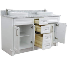 Load image into Gallery viewer, Bellaterra Home Vanity BellaTerra Home 61&quot; Double sink vanity in White finish and White carrara marble and round sink 400700-61D-WH-WMRD