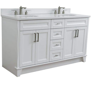 Bellaterra Home Vanity BellaTerra Home 61" Double sink vanity in White finish and White quartz and oval sink 400700-61D-WH-WEO