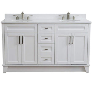 Bellaterra Home Vanity BellaTerra Home 61" Double sink vanity in White finish and White quartz and oval sink 400700-61D-WH-WEO