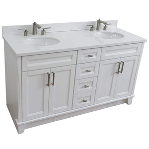 Bellaterra Home Vanity BellaTerra Home 61" Double sink vanity in White finish and White quartz and oval sink 400700-61D-WH-WEO