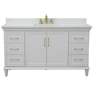 Bellaterra Home Vanity BellaTerra Home 61" Double sink vanity in White finish and White quartz and rectangle sink 400800-61D-WH-WER