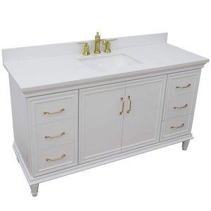 Bellaterra Home Vanity BellaTerra Home 61" Double sink vanity in White finish and White quartz and rectangle sink 400800-61D-WH-WER