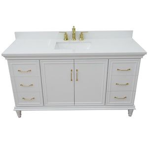 Bellaterra Home Vanity BellaTerra Home 61" Double sink vanity in White finish and White quartz and rectangle sink 400800-61D-WH-WER