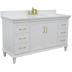 Bellaterra Home Vanity BellaTerra Home 61" Double sink vanity in White finish and White quartz and rectangle sink 400800-61D-WH-WER