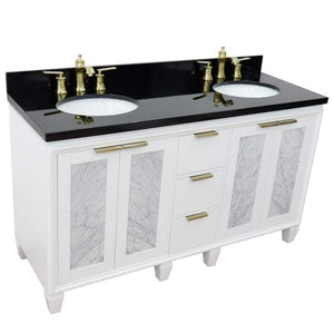 Bellaterra Home Vanity BellaTerra Home 61" Double sink vanity in White finish with Black galaxy granite and oval sink  400990-61D-WH-BGO
