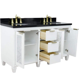 Bellaterra Home Vanity BellaTerra Home 61" Double sink vanity in White finish with Black galaxy granite and oval sink  400990-61D-WH-BGO