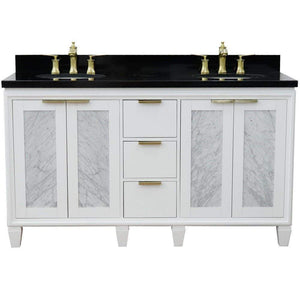 Bellaterra Home Vanity BellaTerra Home 61" Double sink vanity in White finish with Black galaxy granite and oval sink  400990-61D-WH-BGO