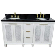 Load image into Gallery viewer, Bellaterra Home Vanity BellaTerra Home 61&quot; Double sink vanity in White finish with Black galaxy granite and oval sink  400990-61D-WH-BGO