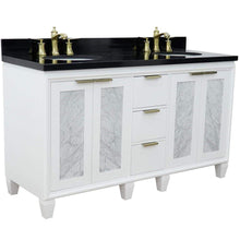 Load image into Gallery viewer, Bellaterra Home Vanity BellaTerra Home 61&quot; Double sink vanity in White finish with Black galaxy granite and oval sink  400990-61D-WH-BGO